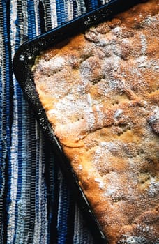 food background abstract surface of baked cake in a pan