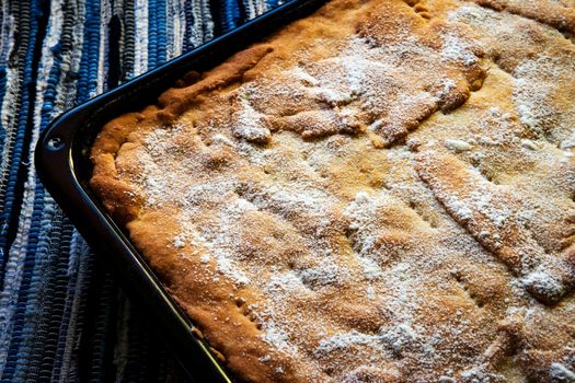 food background abstract surface of baked cake in a pan