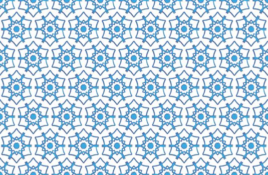 background or textile pattern hexagon abstract blue snowflakes