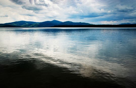 nature landscape background the dark sky above the lake