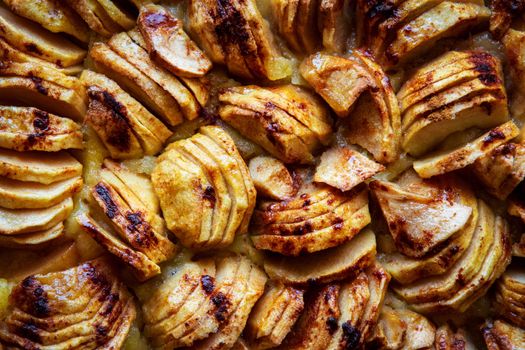 food background or texture apple cake with caramelized surface