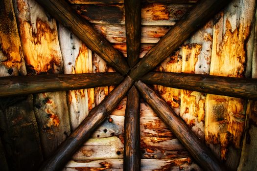 background or texture Interior detail of the old roof shack