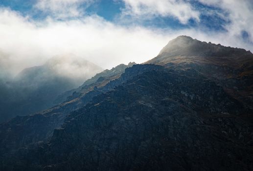 nature lanscape background fog between the hills