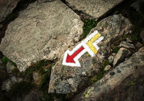 background or texture painted tourist signs on stones