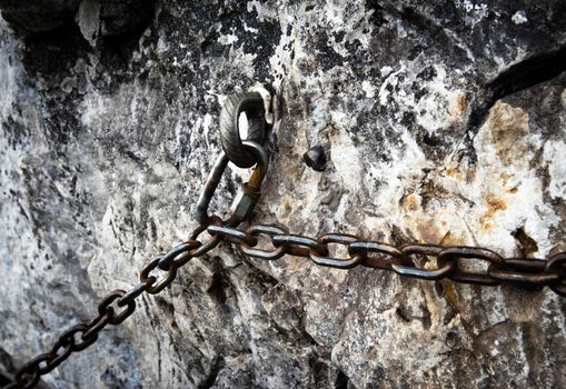 background or texture chain on a hiking trail