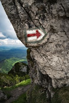 nature background tourist red sign to the right