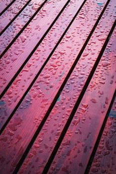 abstract background drops of water on a wooden table