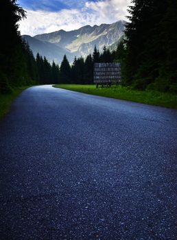 nature seasonal background road to the high mountains