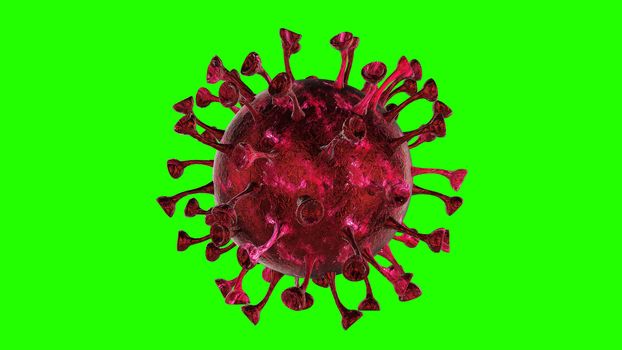 Microscope virus cell. Pandemic bacteria pathogen medical health risk, Corona COVID-19 Alert SOS, immunology, virology, epidemiology concept. 3D illustration on green screen