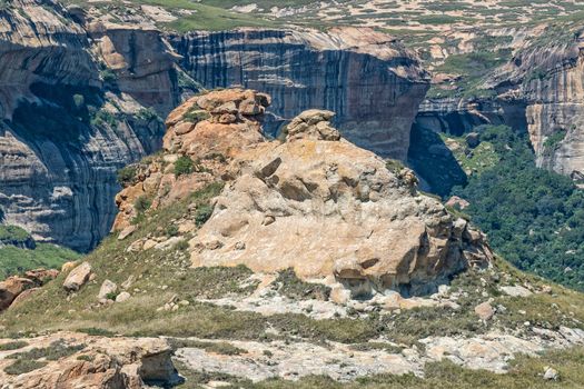 A sandstone rock formation, called the rider and horse, at Golden Gate