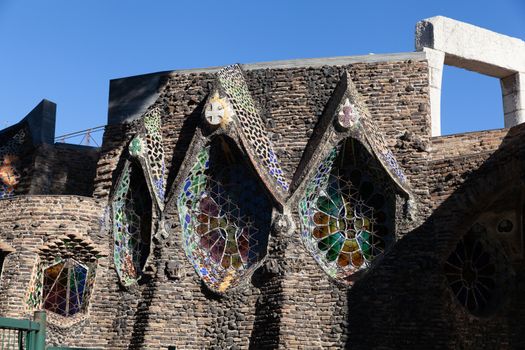 Santa Coloma de Cervello, Spain - 15 January 2019: Church of Colonia Guell