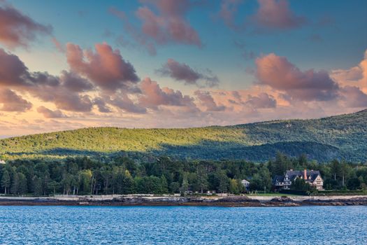 A giant tudor mansion on the coast of Maine