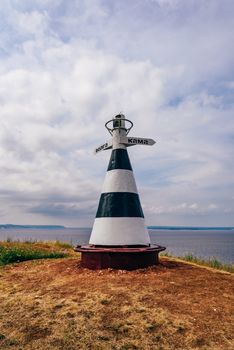 Beacon with the pointer 'Volga and Kama rivers' on the hill