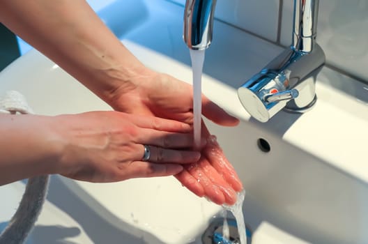 Cleaning and washing hands with soap prevention for outbreak of coronavirus covid-19