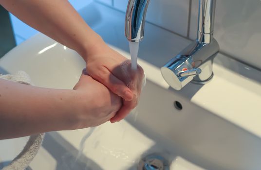 Cleaning and washing hands with soap prevention for outbreak of coronavirus covid-19