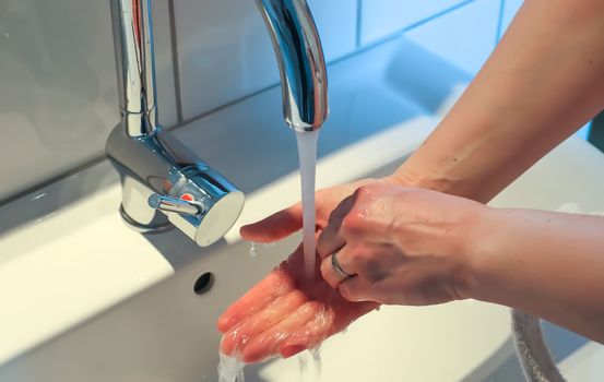 Cleaning and washing hands with soap prevention for outbreak of coronavirus covid-19