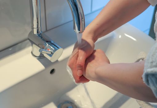 Cleaning and washing hands with soap prevention for outbreak of coronavirus covid-19