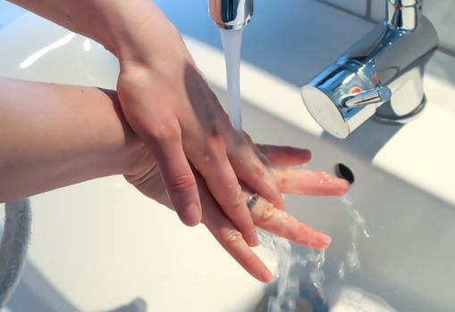 Cleaning and washing hands with soap prevention for outbreak of coronavirus covid-19