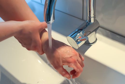 Cleaning and washing hands with soap prevention for outbreak of coronavirus covid-19