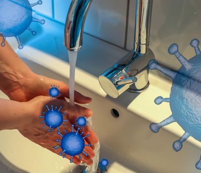 Cleaning and washing hands with soap prevention for outbreak of coronavirus covid-19