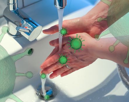 Cleaning and washing hands with soap prevention for outbreak of coronavirus covid-19