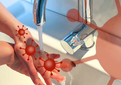 Cleaning and washing hands with soap prevention for outbreak of coronavirus covid-19