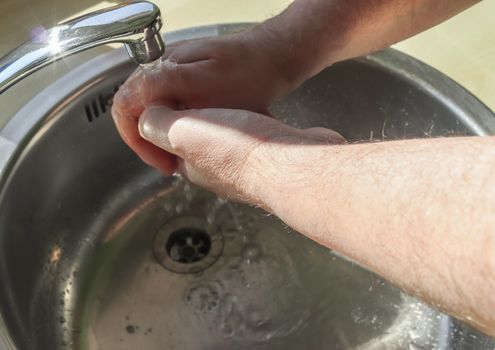 Cleaning and washing hands with soap prevention for outbreak of coronavirus covid-19