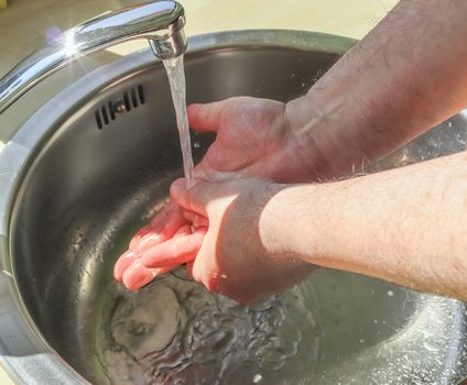 Cleaning and washing hands with soap prevention for outbreak of coronavirus covid-19