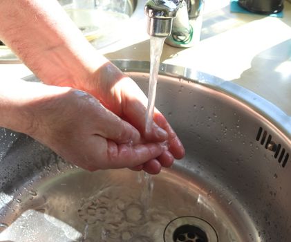 Cleaning and washing hands with soap prevention for outbreak of coronavirus covid-19