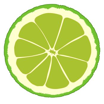 An slice of lime isolated over a white background.