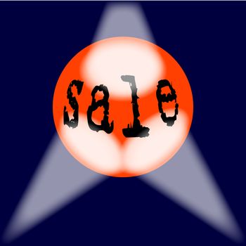 A spotlit globe with the yword SALE in large numbers.