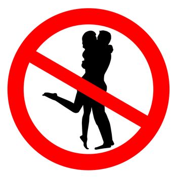 A kissing couple on a isolated sign.