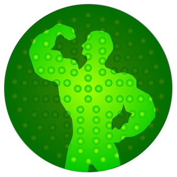 A strong green man in bubbles.