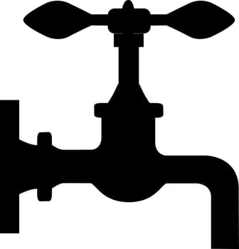 A silhouette water tap isolated over a white background