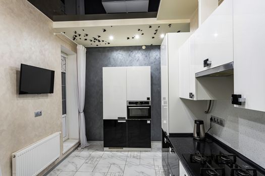 modern home cozy bright kitchen, stylish interior design