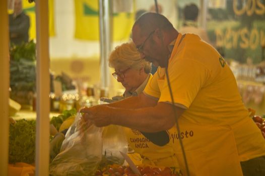 ROVIGO, ITALY 24 MARCH 2020: Fruit and vegetable market organized by Coldiretti and Campagna Amica association