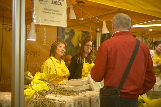 ROVIGO, ITALY 24 MARCH 2020: Fruit and vegetable market organized by Coldiretti and Campagna Amica association