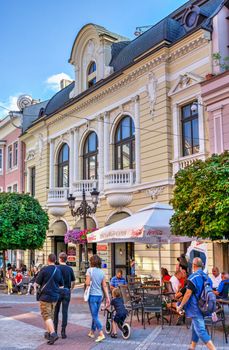 Plovdiv, Bulgaria - 07.24.2019. Knyaz Alexamder Street in Plovdiv, Bulgaria, the main street on a sunny summer day