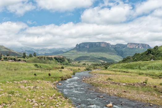 The Tugela River with Bonjaneni township and Dooley Hills visible