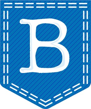 Blue pocket the letter B over a white background