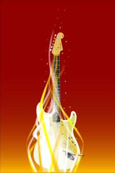 Abstract burning guitar