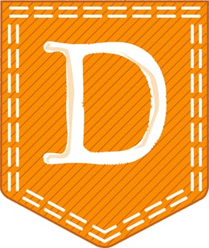 Orange pocket the letter D over a white background