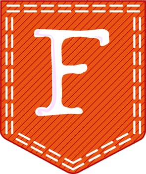 Orange pocket the letter F over a white background