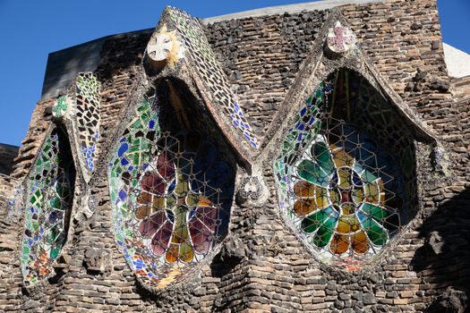 Santa Coloma de Cervello, Spain - 15 January 2019: Church of Colonia Guell