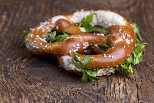 bavarian pretzel with butter and parsley