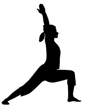 A yoga pose or asana in silhouette isolated over white.