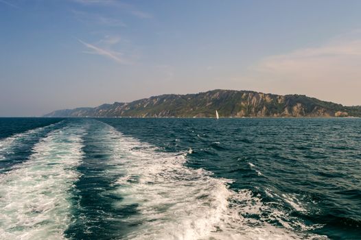 View of the cliffs near Vallugola between Gabicce Mare and Gabicce Monte. Pesaro and Urbino / Italy