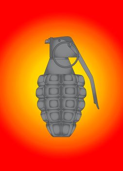 A World War II Hand grenade ove a colourful background.