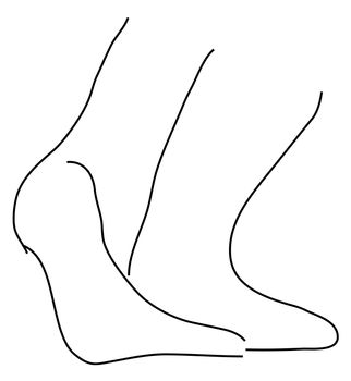 A girls feet and ankles in black outline over a white background.