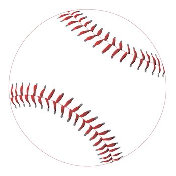 A new white baseball with red stitching isolated on white